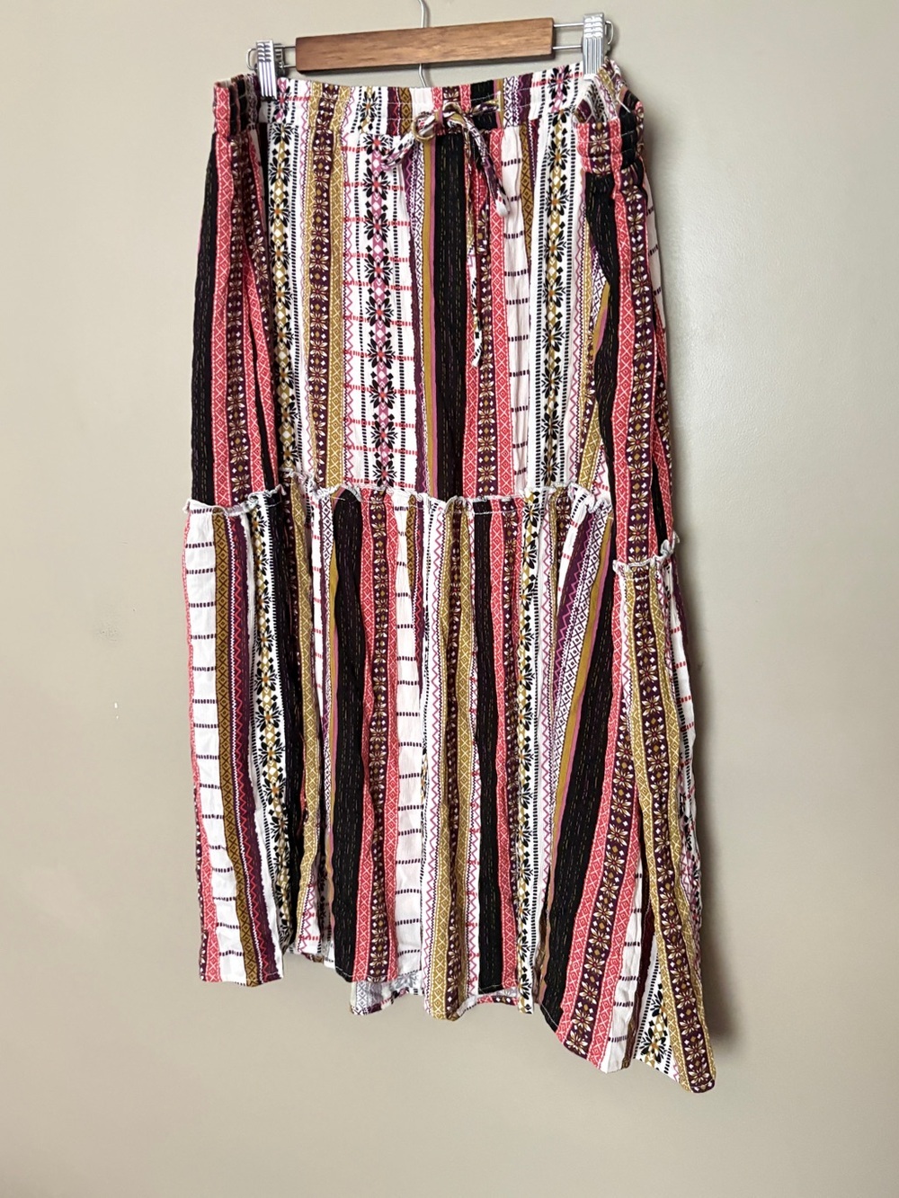 CJ Banks boho tiered midi skirt rayon festival summer vacation sz 2 xL NWT